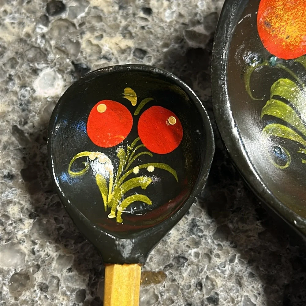 Handmade wooden spoons hand painted set of 4